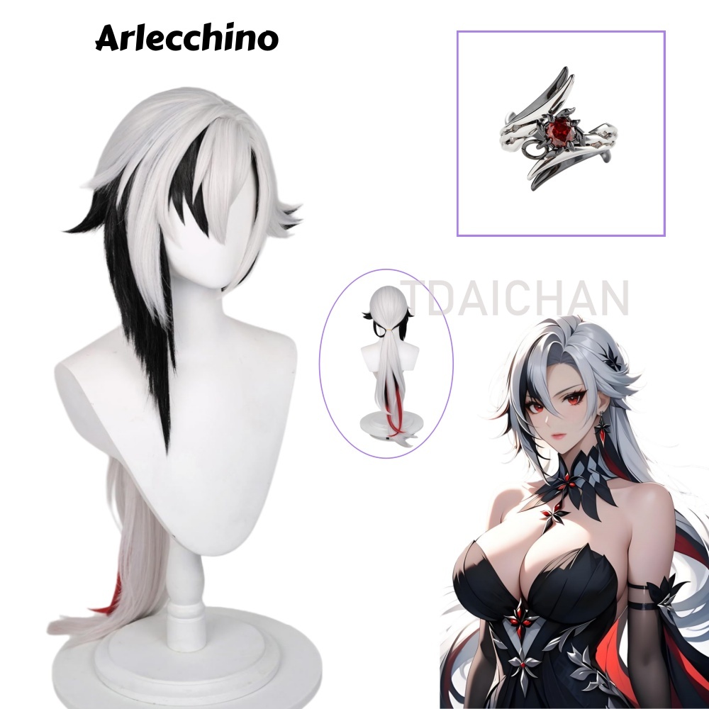 Anime Cosplay Long Hair - Genshin Impact Arlecchino 코스프레 가발 롱