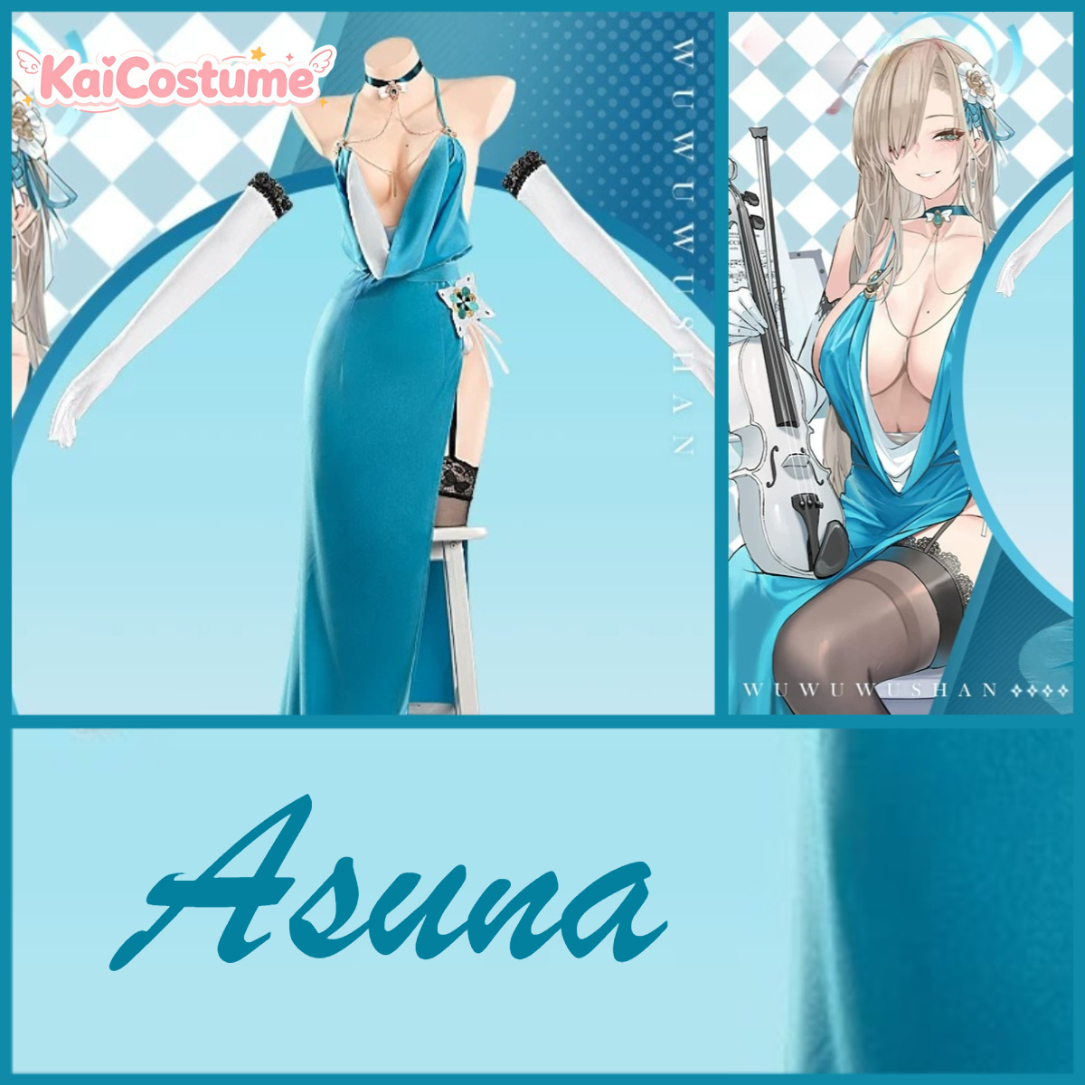 블루 아카이브 아스나 이브닝 가운 코스프레 풀세트 애니 - Anime Cosplay Costumes Female 리뷰 및 가격