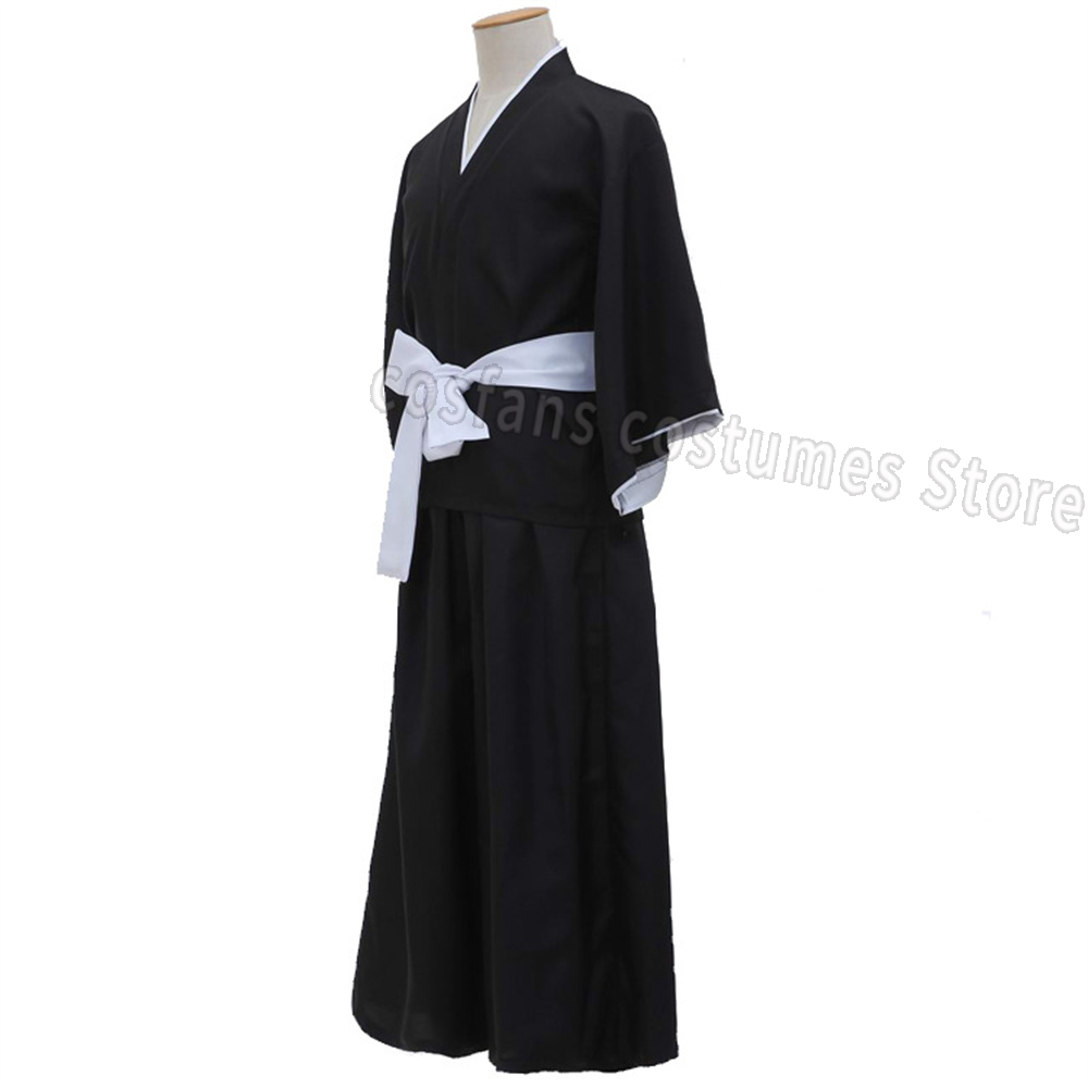 사무라이 롤플레잉 의상 일본식 검은색 기모노 소매가 달 - Bleach Captain Coat 리뷰 및 가격