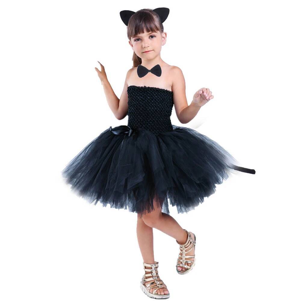 귀여운 검은 고양이 투투 드레스 아기 소녀 생일 드레스 - Anime Cosplay Toddler 리뷰 및 가격