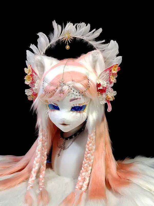 수제 키그 퍼슈트 헤드, 귀여운 고양이 케모노 마스크, - Anime Cosplay Cat 리뷰 및 가격